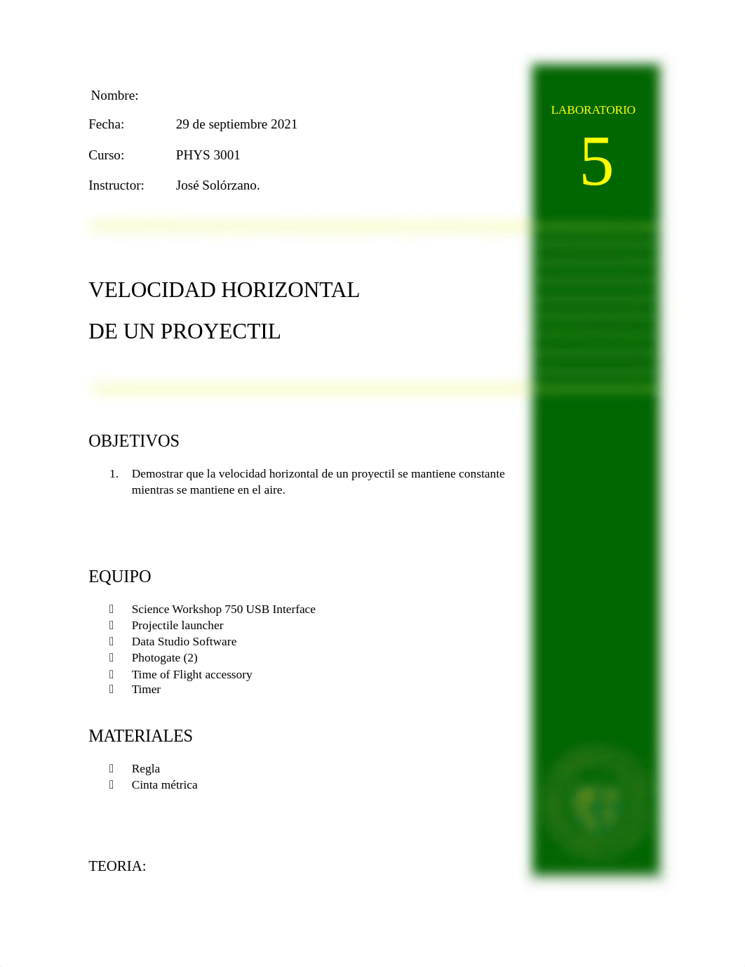 Fisica I (Velocidad Horizontal de un proyectil) LAB #5.docx_d2s4kaqgthw_page1