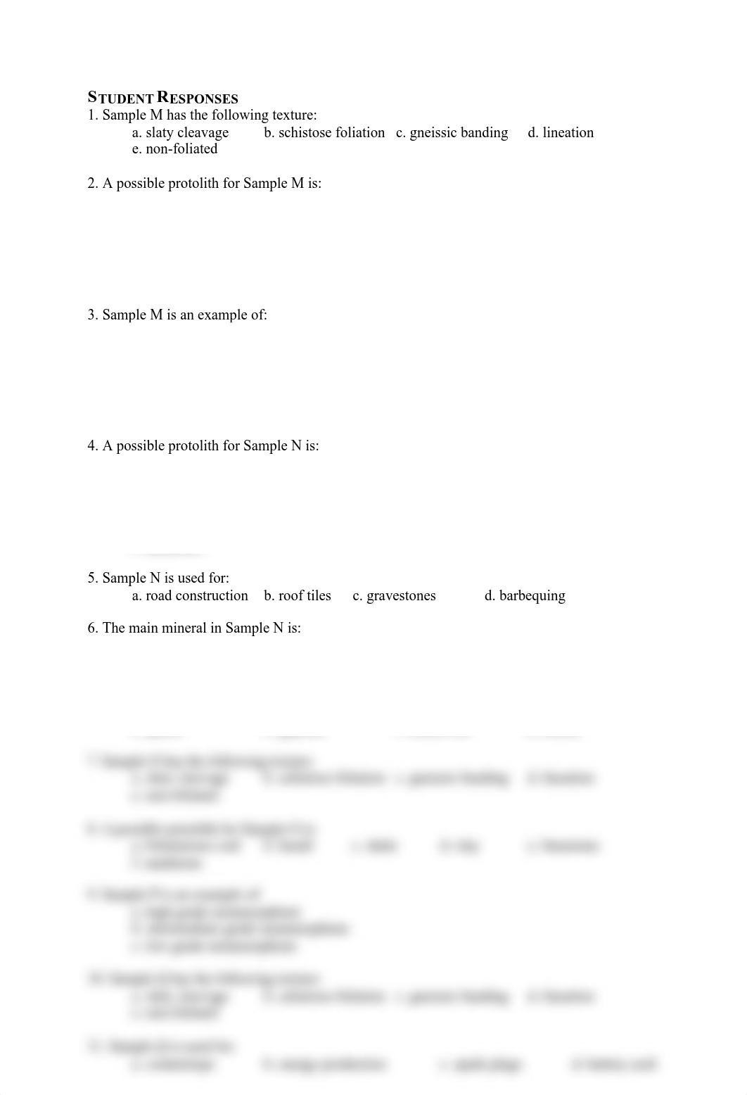 Unit 6 Lab Metamorphic Rocks Fall 23 Rev 2 Student Responses.pdf_d2skzarn0qr_page1