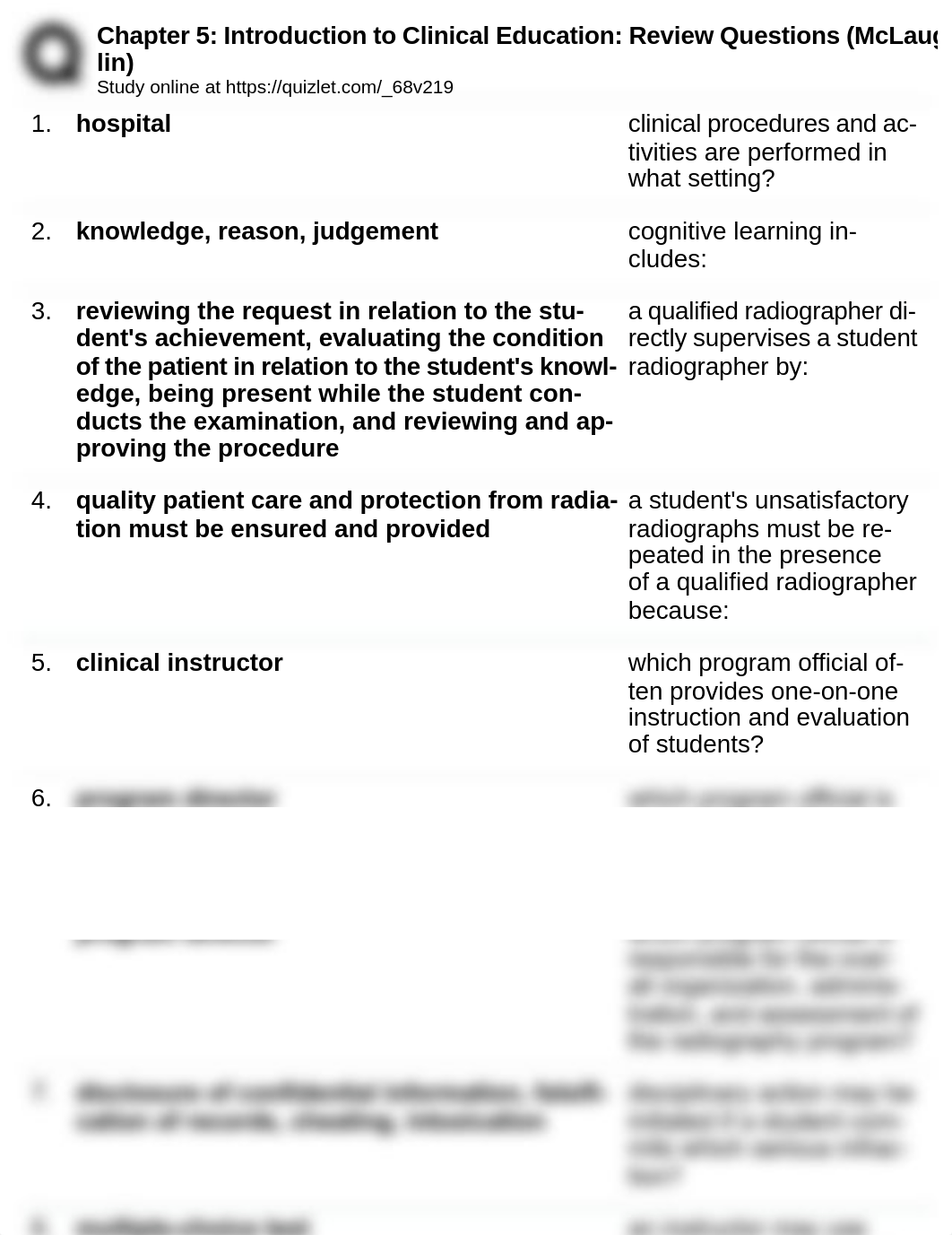 Chapter 5 Module - Introduction to Clinical Education Quiz Review Qustions.pdf_d2t514d7s8w_page1