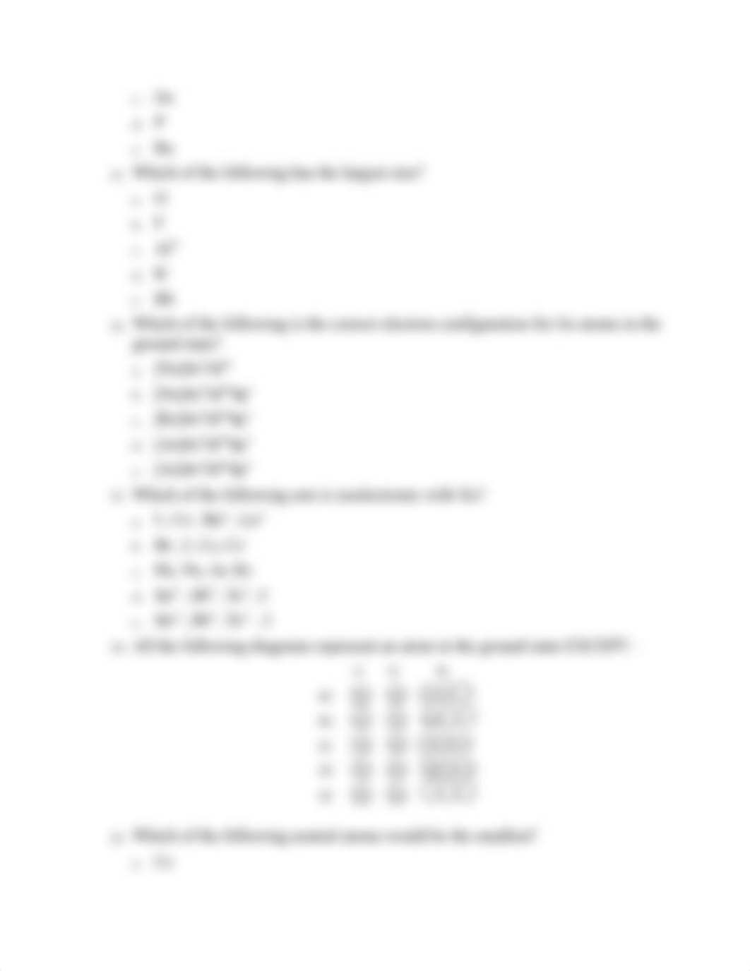 Questions from Previous Chemistry 115 Exams Periodic Properties of Elements_d2ths6z53s2_page5