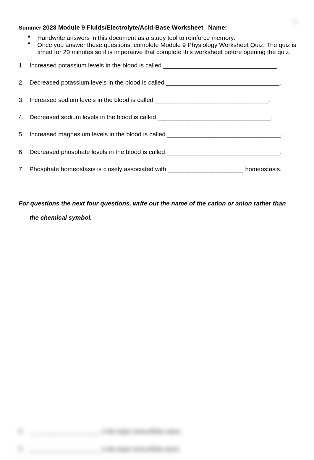 Module 9 Fluids Electrolytes Acid-Base Physiology Worksheet Quiz Questions (1).docx_d2u0th5kau0_page1