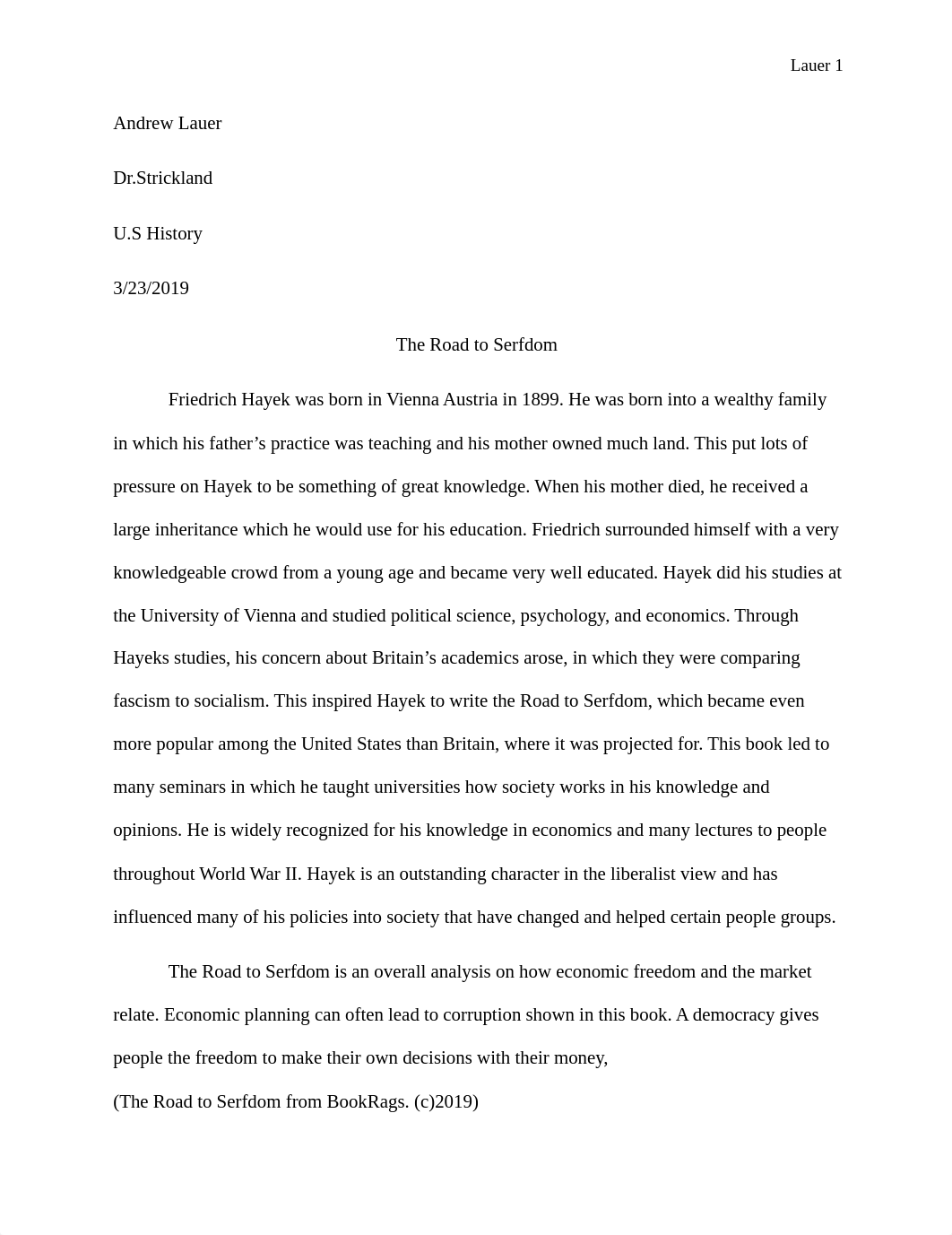 Road to Serfdom Essay- Andrew Lauer.docx_d2u37a6vcx6_page1