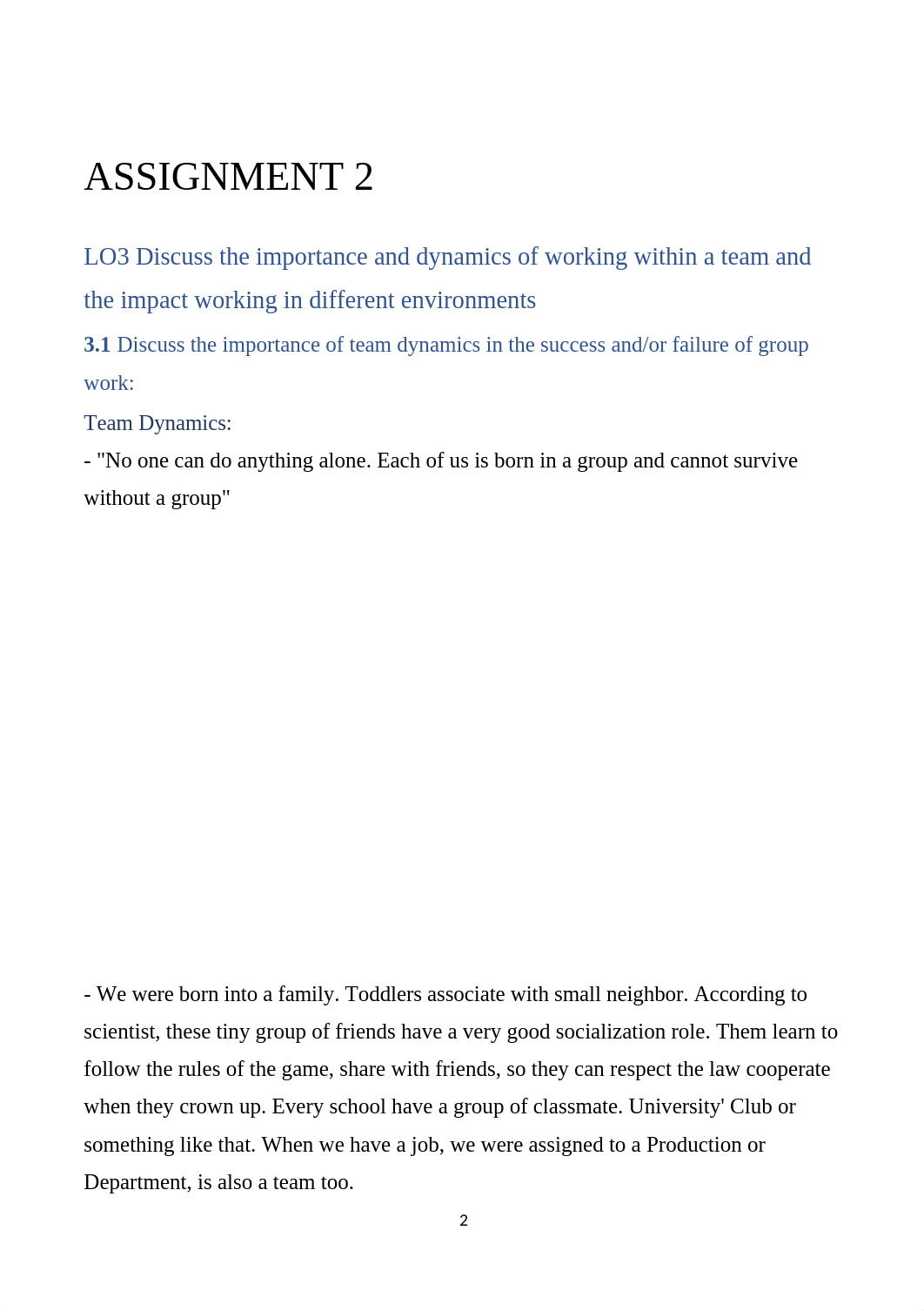 Discuss the importance and dynamics of working within a team and the impact working in different env_d2u47wp3q72_page2