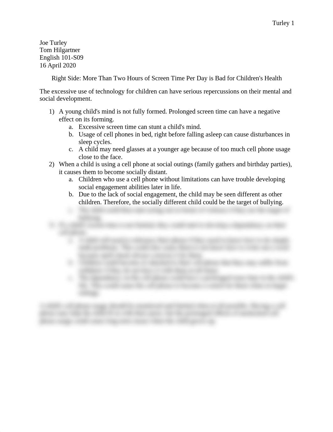 Joe Turley. English 101-S09, Paper Four Outline, Right Side.docx_d2ujbgyhjzb_page1