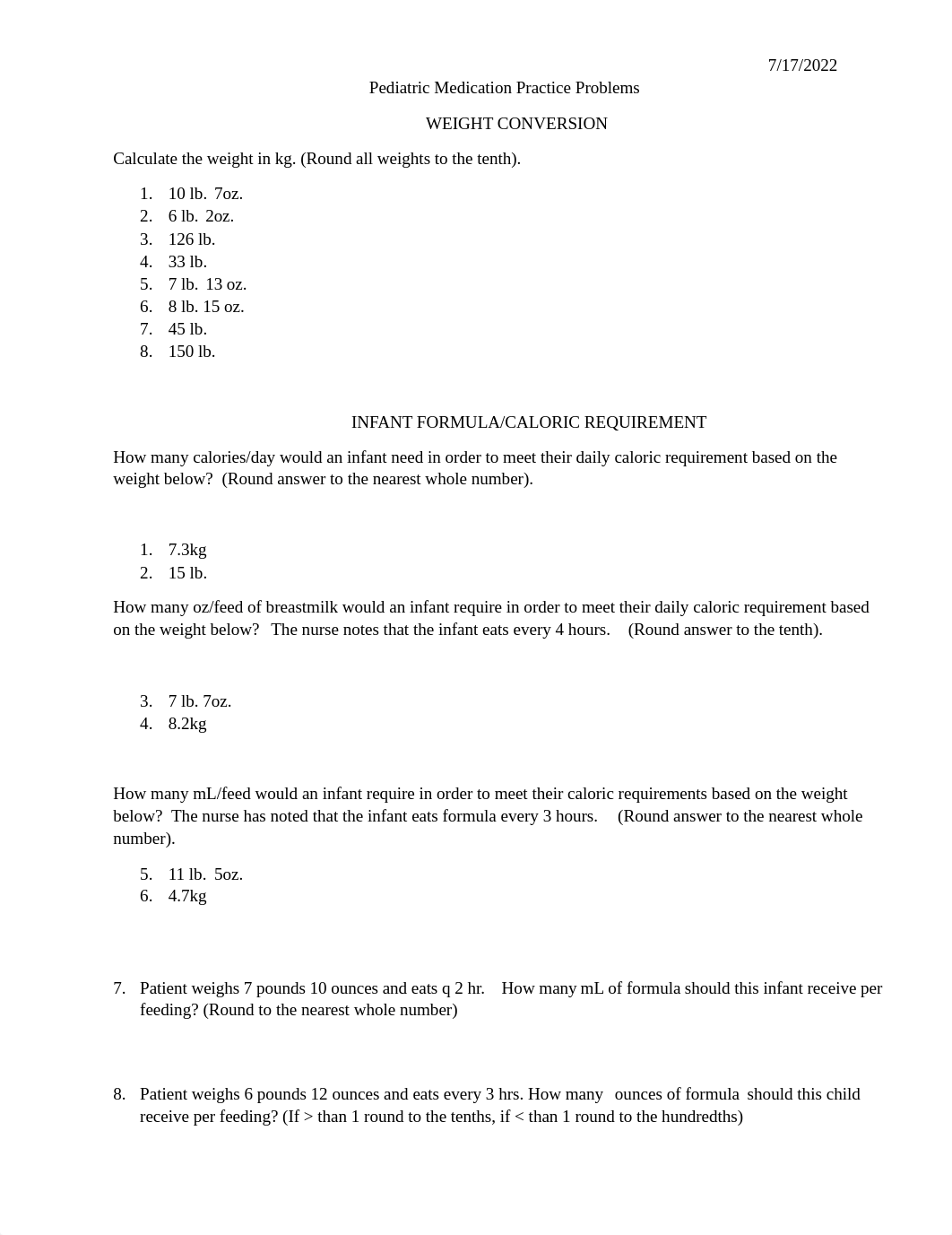 Comprehensive Pediatric Medication Calculation Answers.docx_d2uun13lgl7_page1