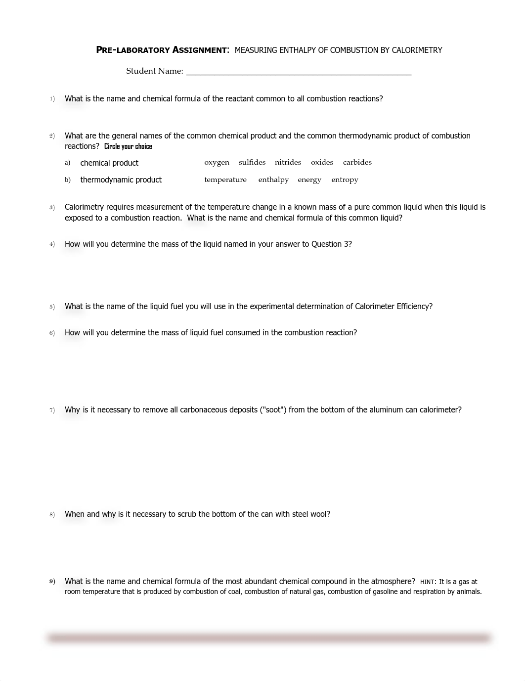 Expt 6. Enthalpy of Combustion by Calorimetry_CHE145 LAB NOTES and PRELAB Assignment_d2vbazjwo69_page1