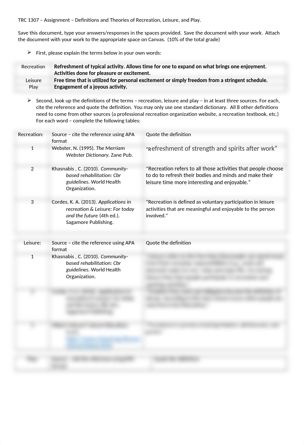 Assignment - Definitions and Theories - Recreation, Leisure and Play. (1).docx_d2w6z280y67_page1