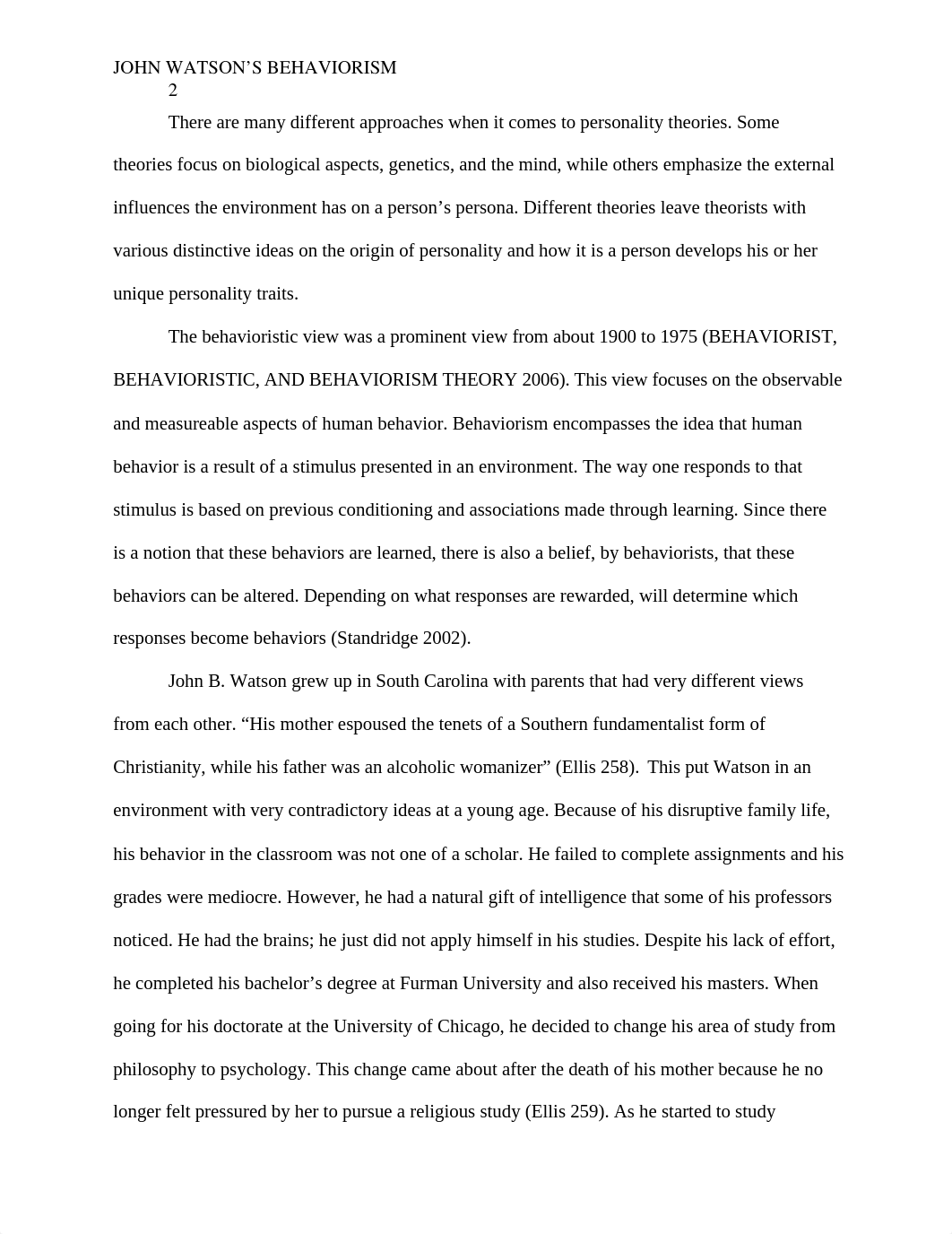 John B. Watson and the Development of his View: Behaviorism Essay_d2wjlbqf8yu_page2