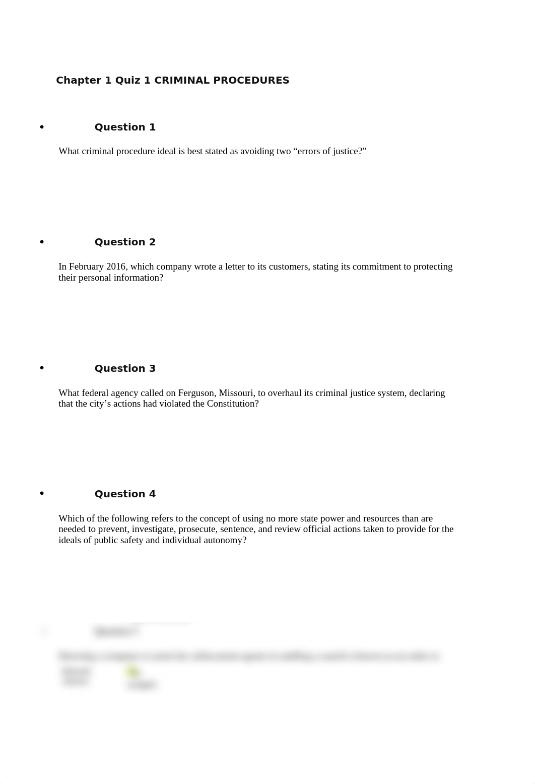 Chapter 1 Quiz 1 CRIMINAL PROCEDURES.docx_d2wzbqdx42f_page1