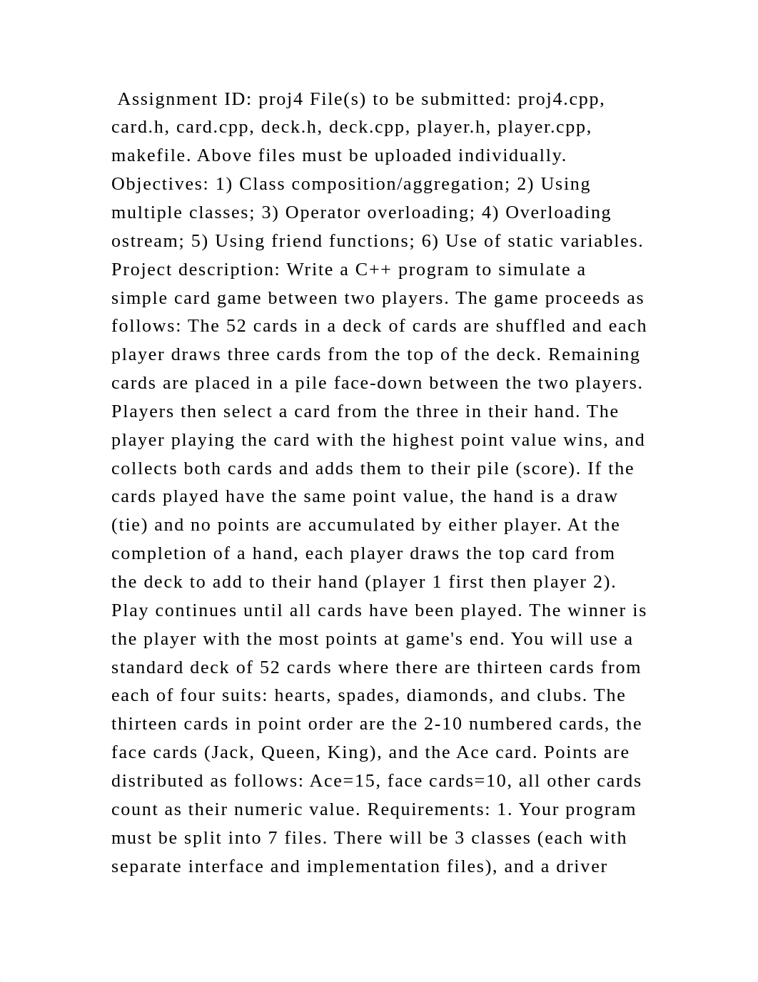 Assignment ID proj4 File(s) to be submitted proj4.cpp, card.h, card.docx_d2xexweu8vx_page2