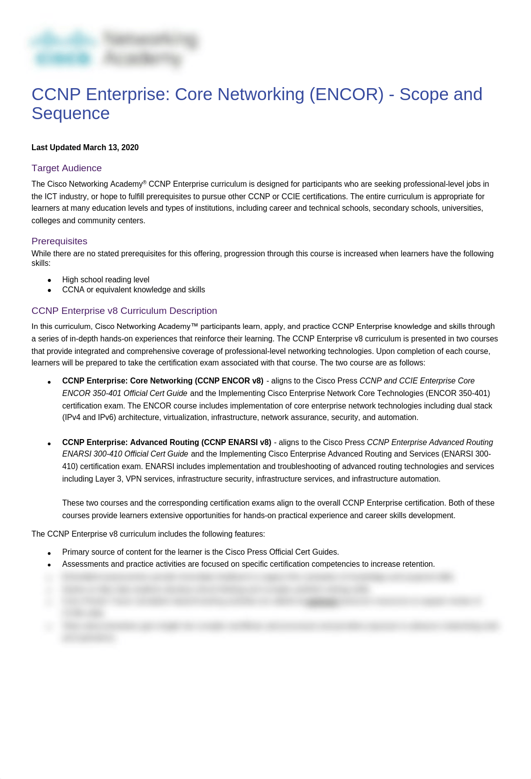 CCNP ENCOR v8 Scope and Sequence.pdf_d2xixdrjo4g_page1