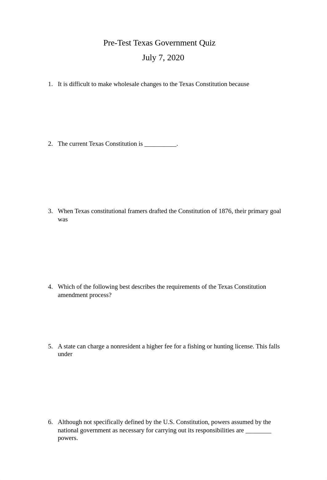 Pre-Test Texas Government Quiz.docx_d2y28gumlik_page1