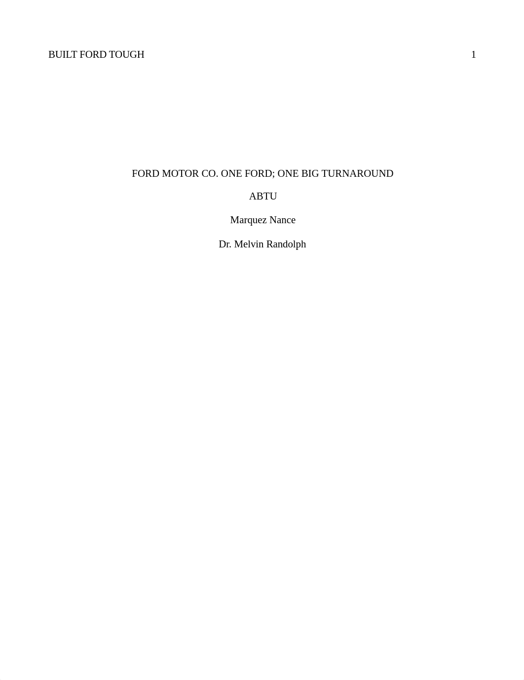 FORD MOTOR CO. ONE FORD; ONE BIG TURNAROUND.pdf_d2yb2rxqmsb_page1