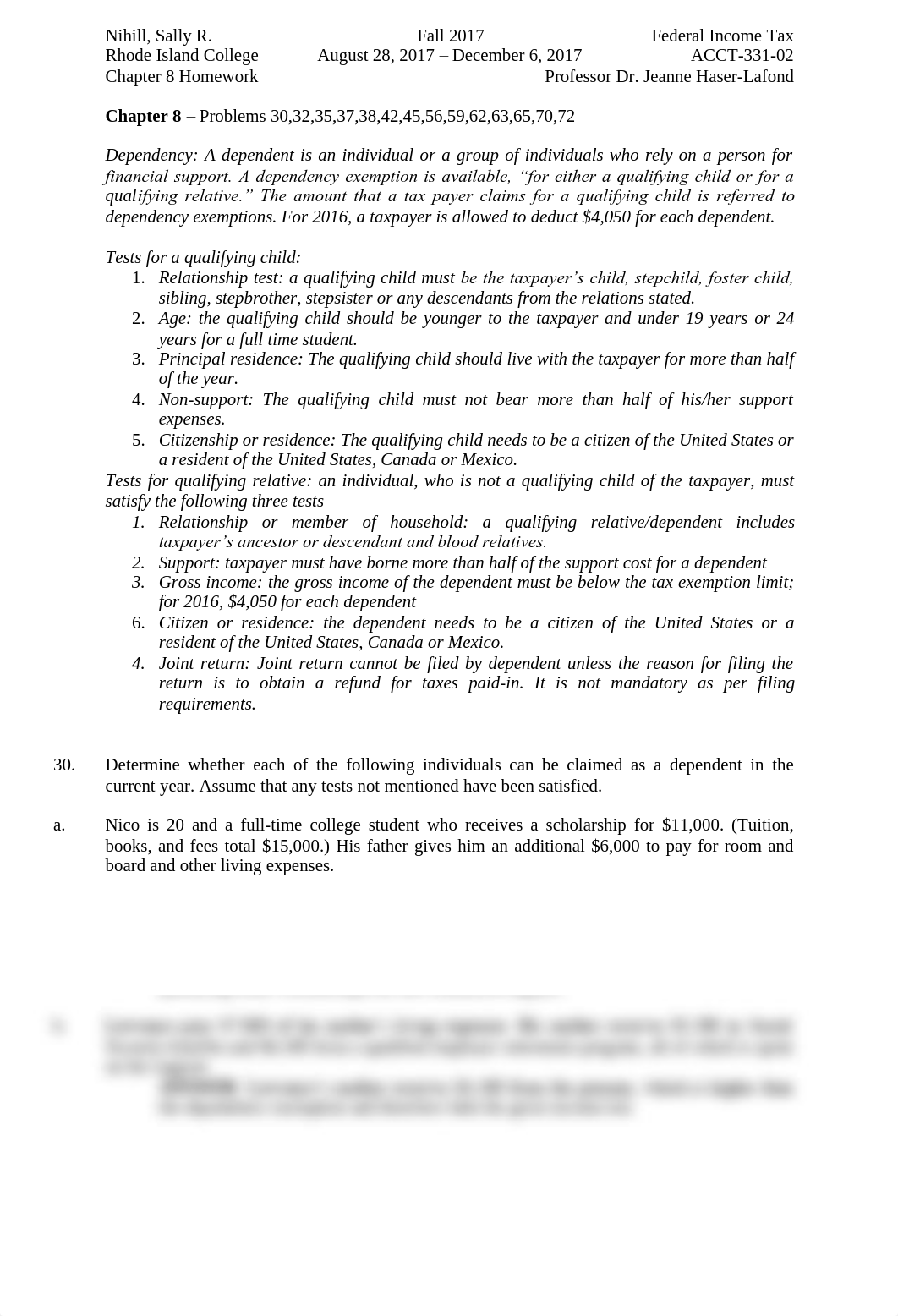 Fall 2017 - ACCT-331-02 Federal Income Tax - Nihill, Sally R. Chapter 8 Homework.pdf_d2yc7v0i2mt_page1