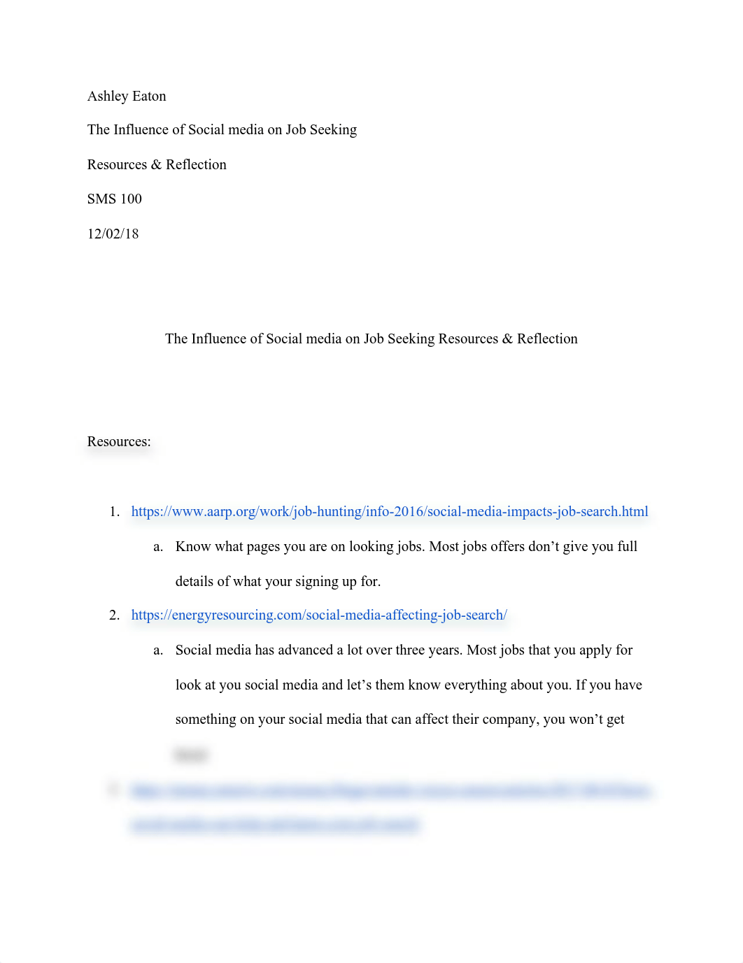 The Influence of Social media on Job Seeking Resources & Reflection.pdf_d2yzrpdq8vi_page1
