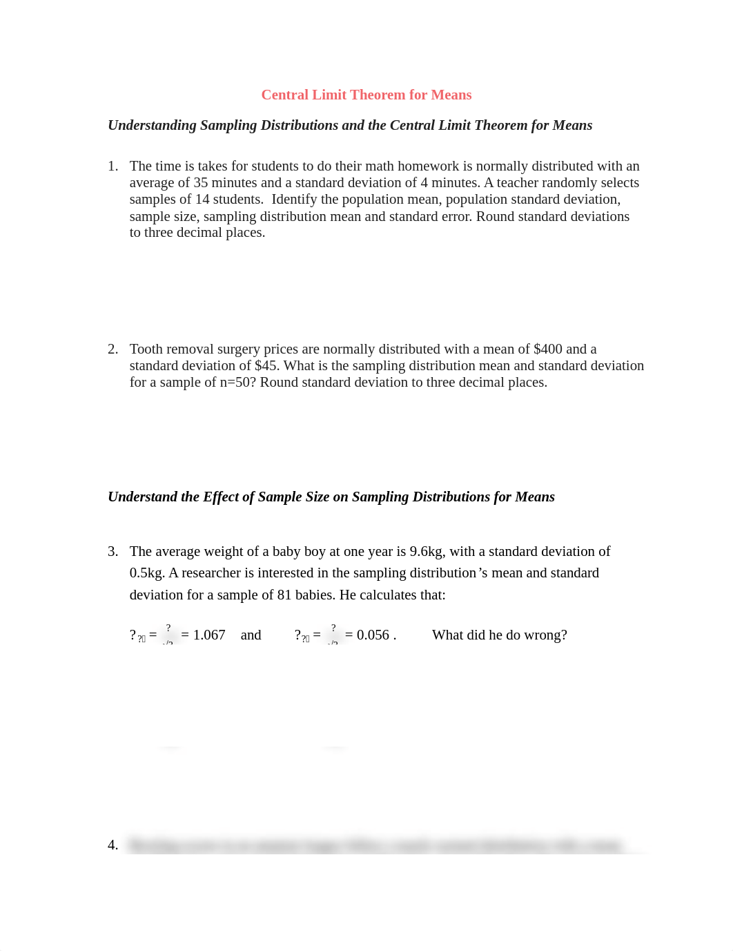 Sampling distribution of sample mean worksheet.pdf_d2z2tb1w5jv_page1