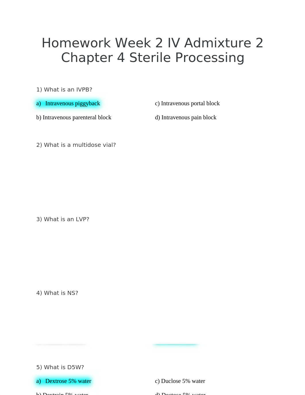 Homework Week 2 IV Admixture 2 Chapter 4 Sterile Processing PT 130.docx_d2za8fo2zl0_page1