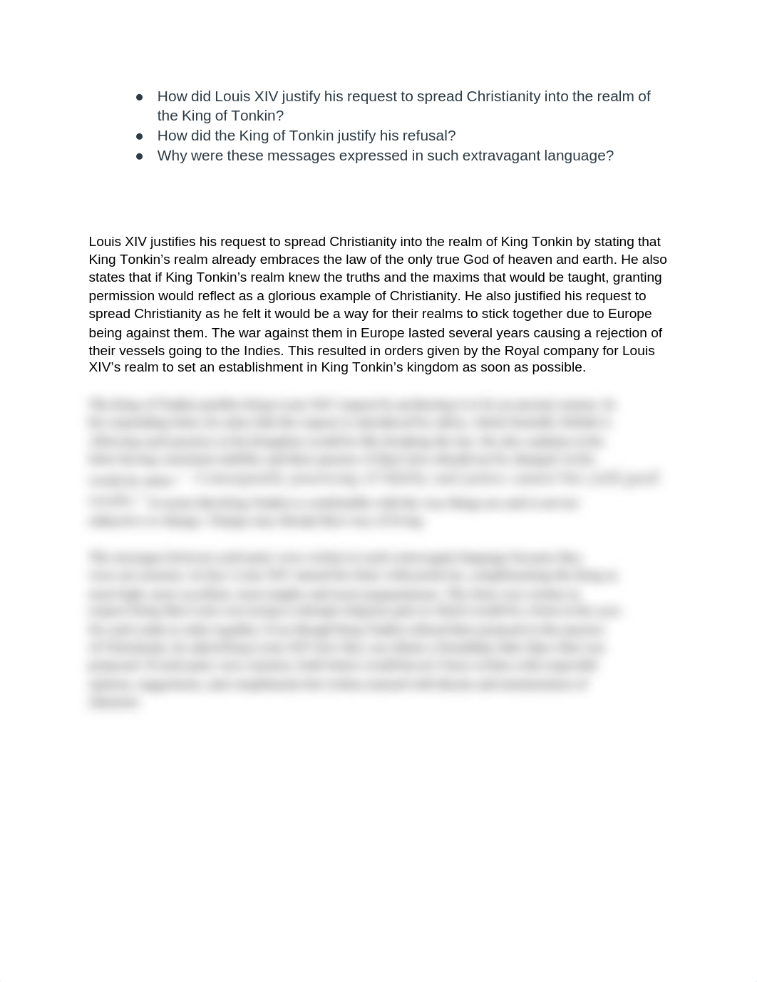 How did Louis XIV justify his request to spread Christianity into the realm of the King of Tonkin -_d2zqldeswmw_page1