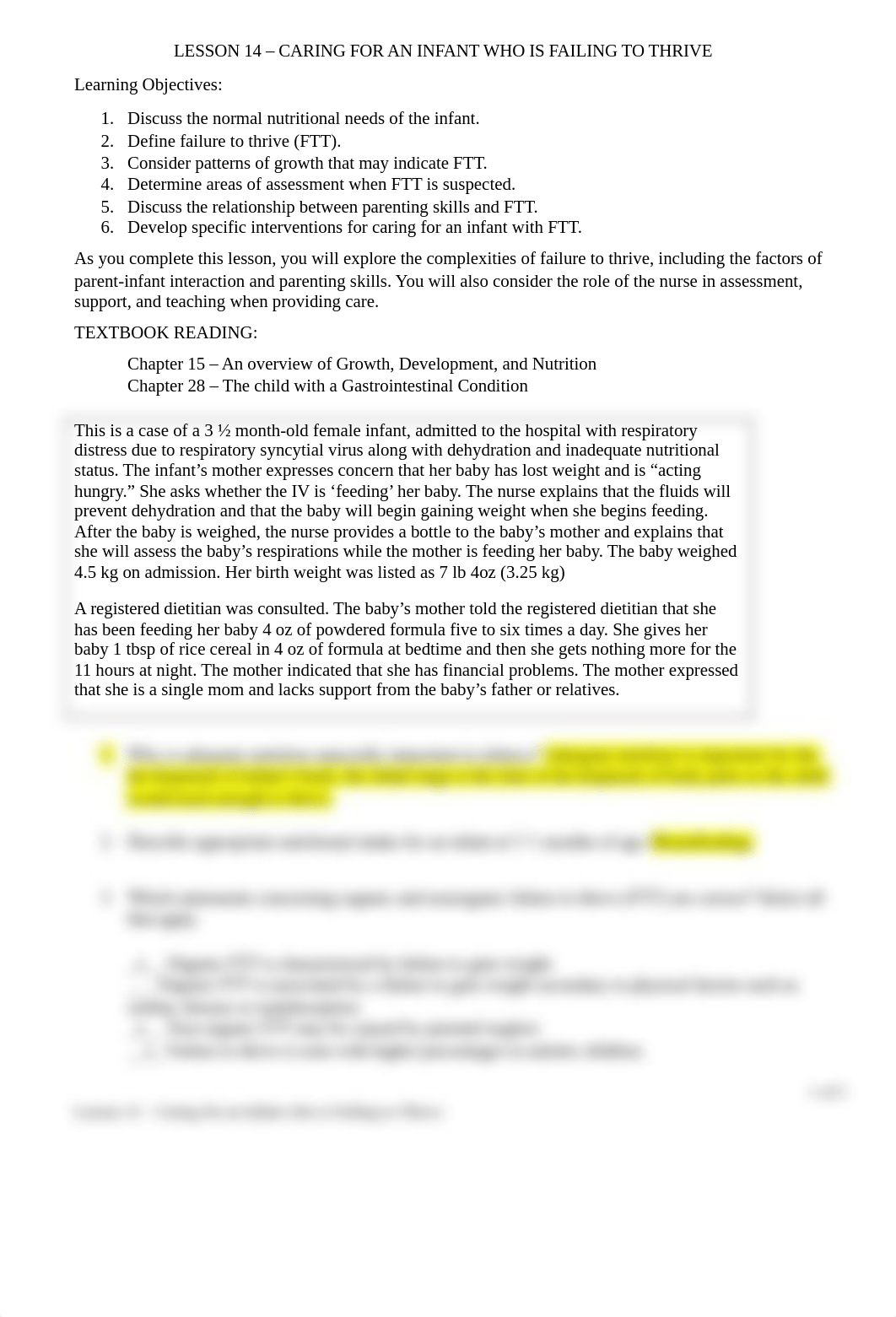 Lesson 14 - Caring for an Infant who is Failure to Thrive.docx_d30k73dbx7o_page1