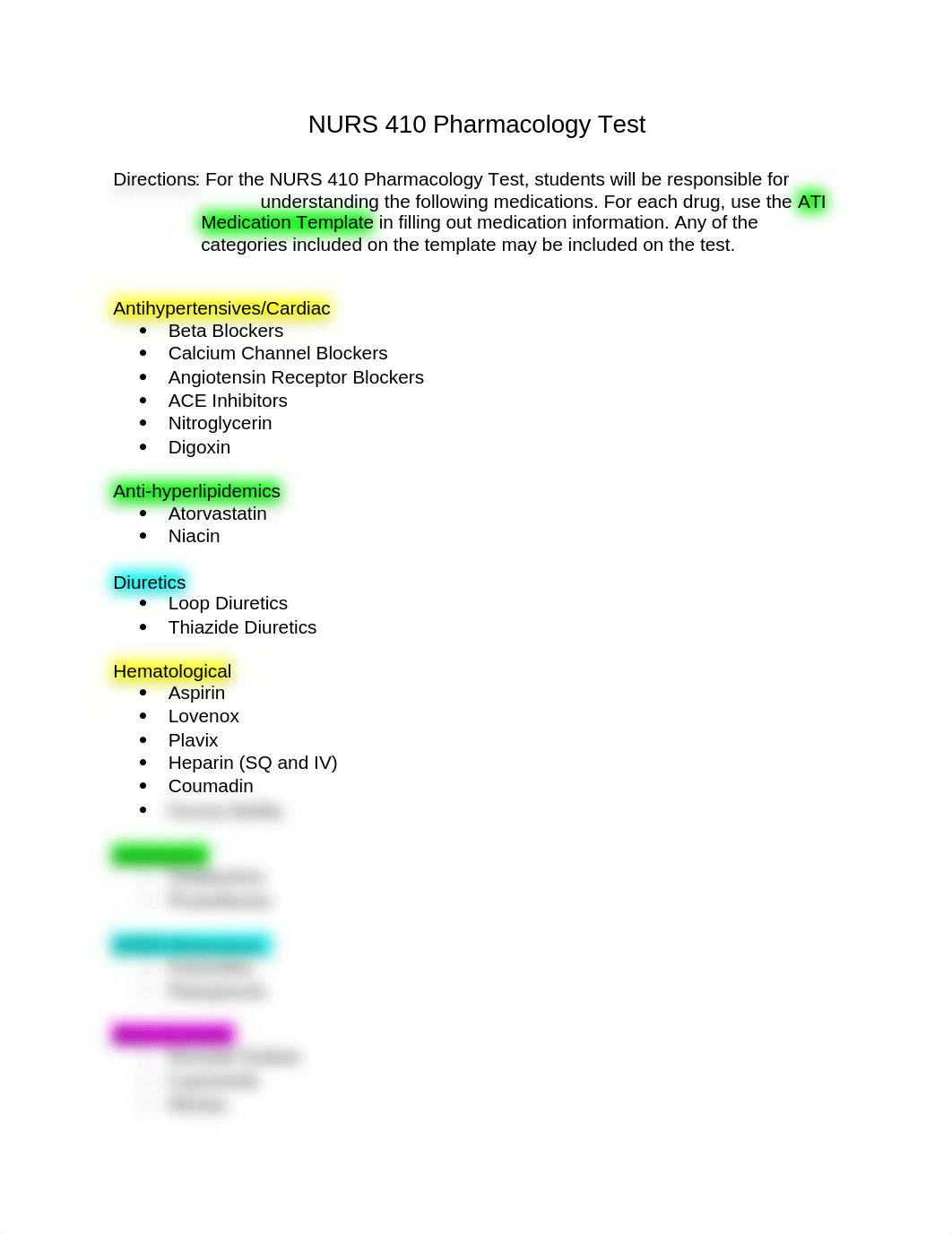 NURS 410 Pharmacology Test Content_d317eb1q2iq_page1