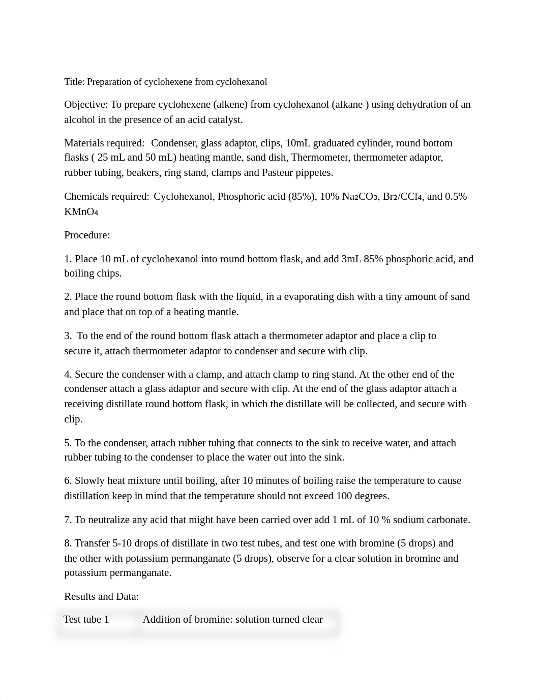 Preparation of cyclohexene from cyclohexanol.doc_d31cku7q8y7_page1