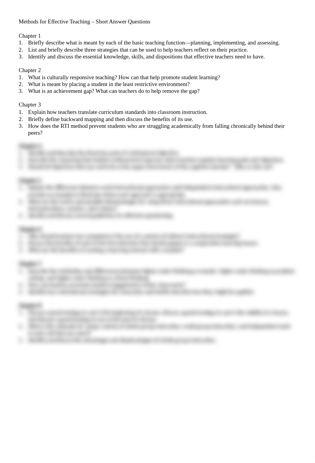 Methods for Effective Teaching-8th ed.- Short Answer Questions.docx_d31fwo50hsw_page1