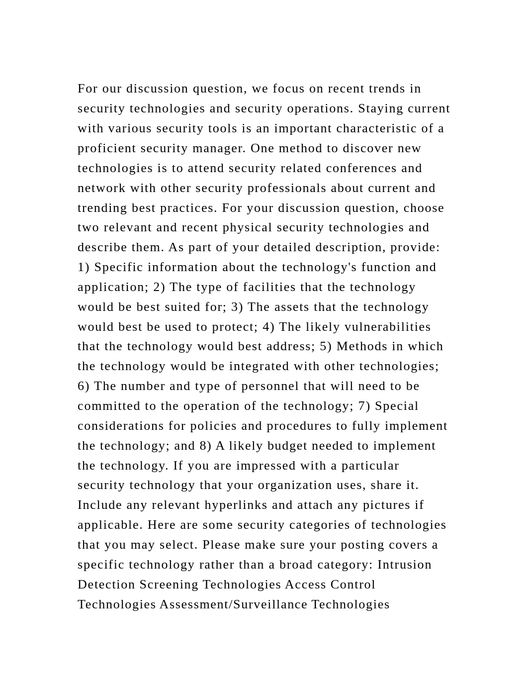 For our discussion question, we focus on recent trends in security t.docx_d31z4kjclwu_page1