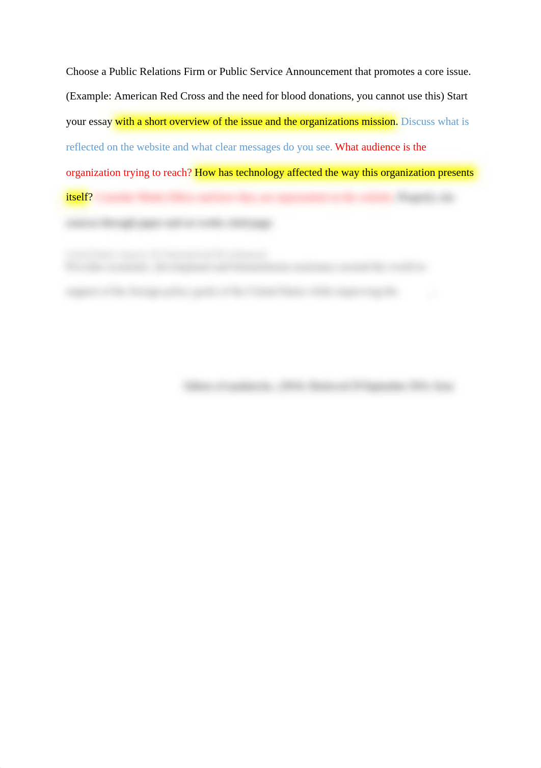 Choose a Public Relations Firm or Public Service Announcement that promotes a core issue_d3213hok6h2_page1