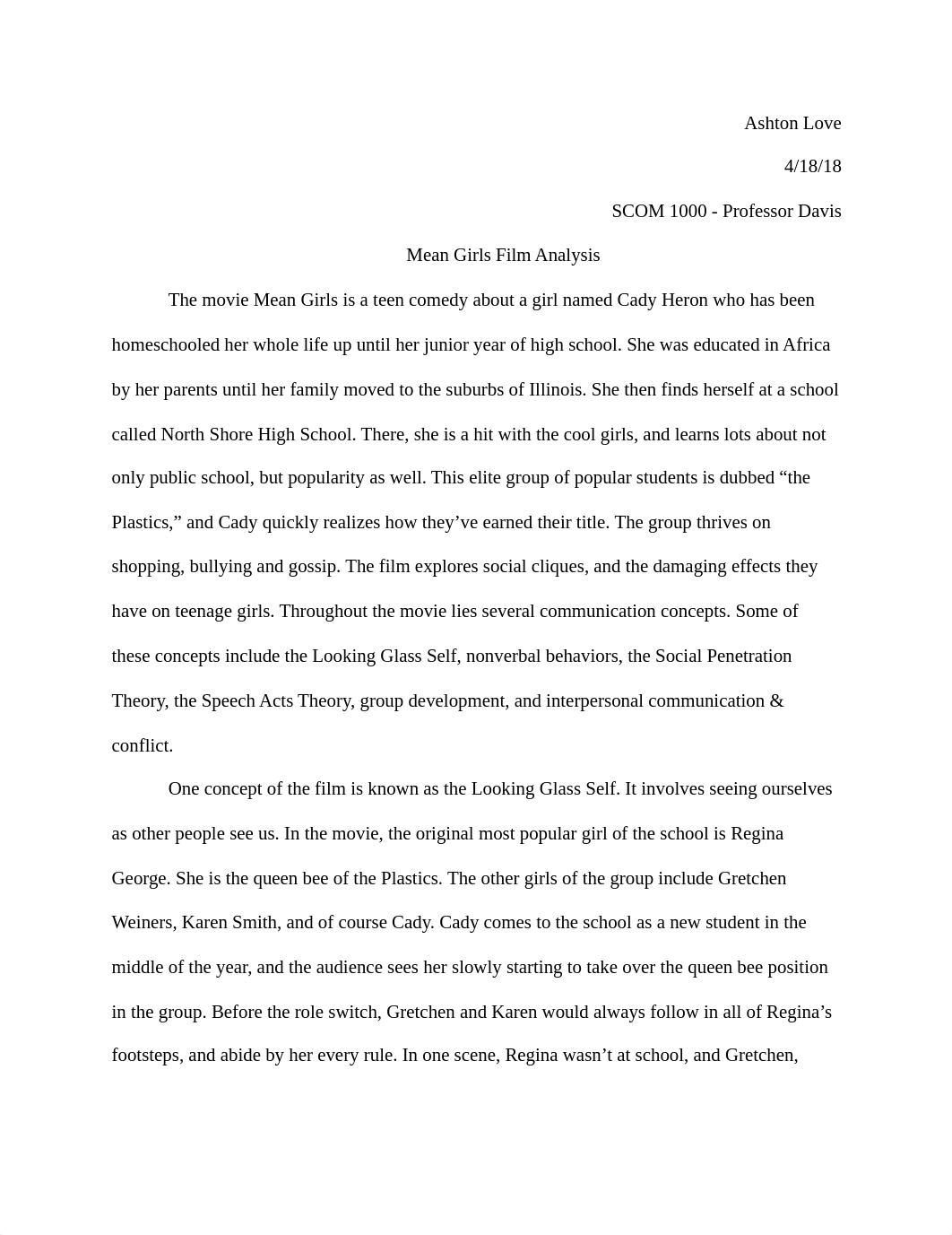 Mean Girls Analysis.pdf_d32j0egc79k_page1