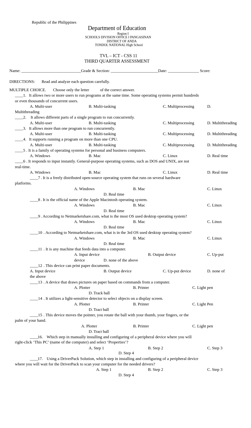 Grade 11 TVL - Third Quarter Exam - For checking with answer key.docx_d32l9utey9k_page1