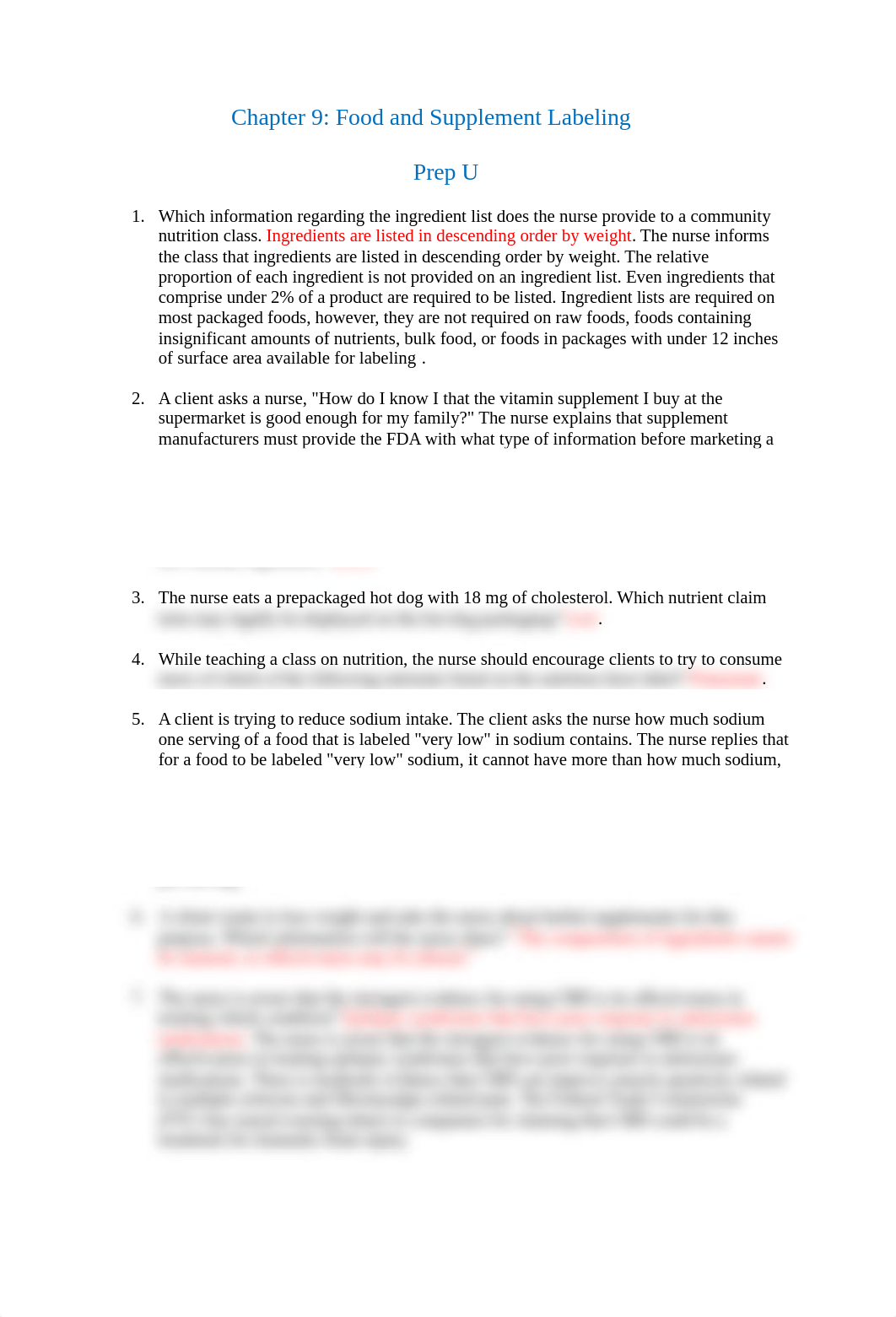 Chapter 9- Food and Supplement Labeling Prep U .docx_d32t40fmon8_page1