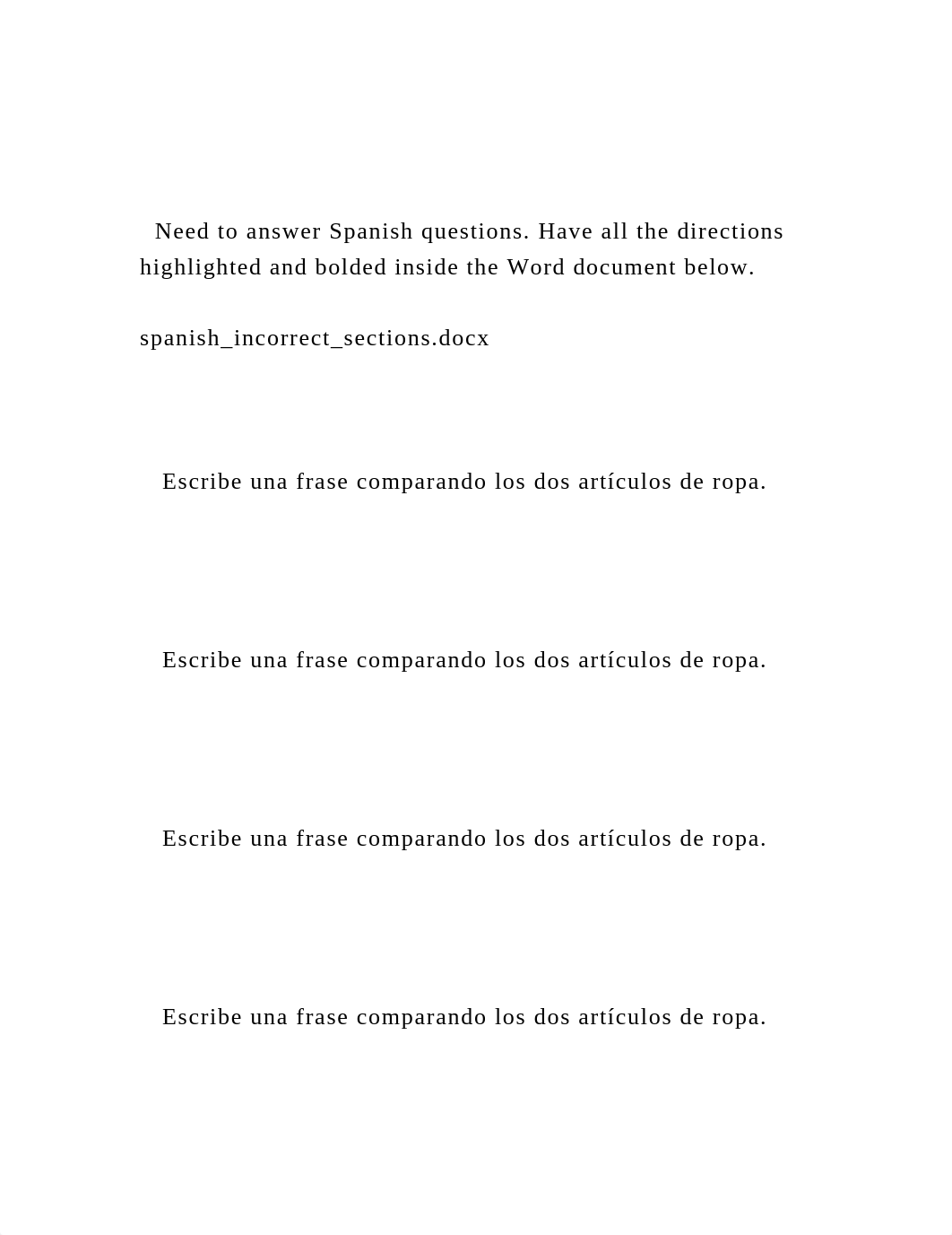 Need to answer Spanish questions. Have all the directions highl.docx_d32tlsy1np2_page2