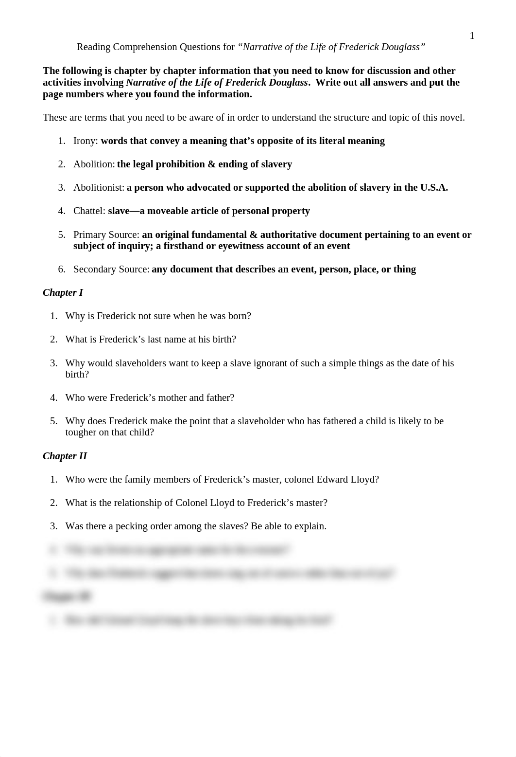 Reading Comprehension Questions for Narrative of the Life of a Slave FD.doc_d32yhjmzbho_page1