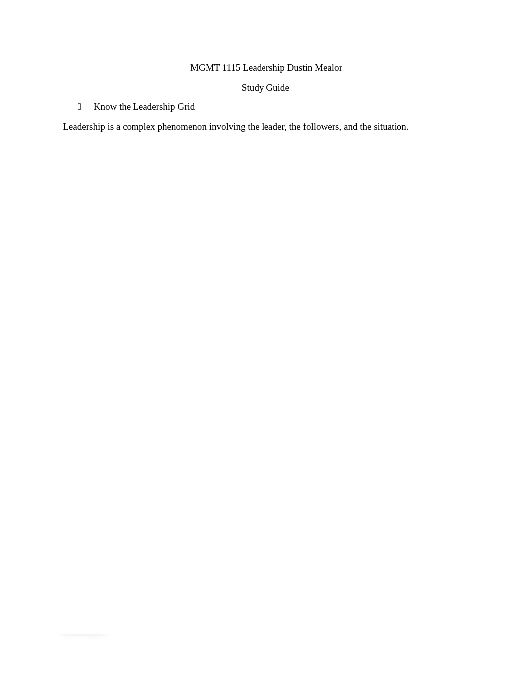 MGMT 1115 Leadership Dustin Mealor Study Guide.docx_d33842lwwm7_page1