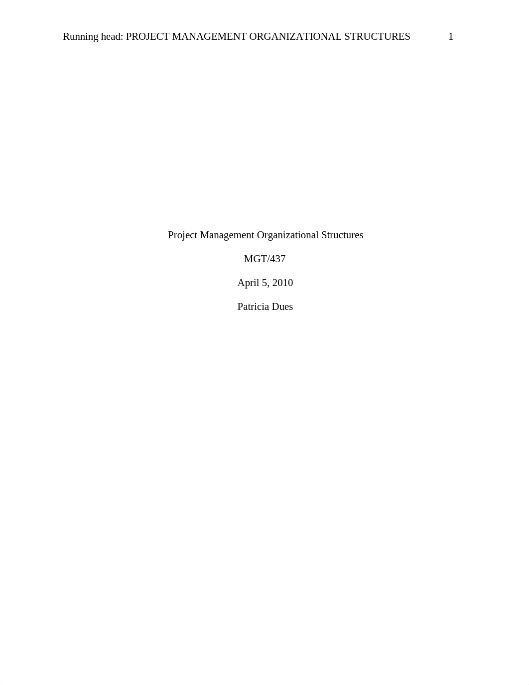 MGT 437 Week 3 Individual Assignment Project Management Organizational Structures Paper_d33pnypkinw_page1