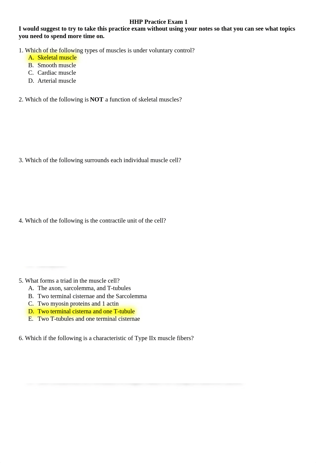 HHP 226 Practice Exam 1 - Answer Key-2.docx_d33wnhf5qpf_page1