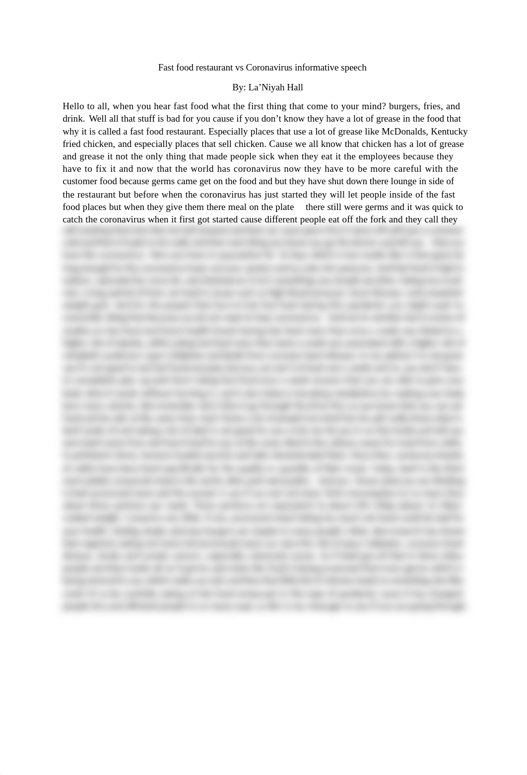 Fast food restaurant vs Coronavirus informative speech.docx_d34bdtxc4xt_page1