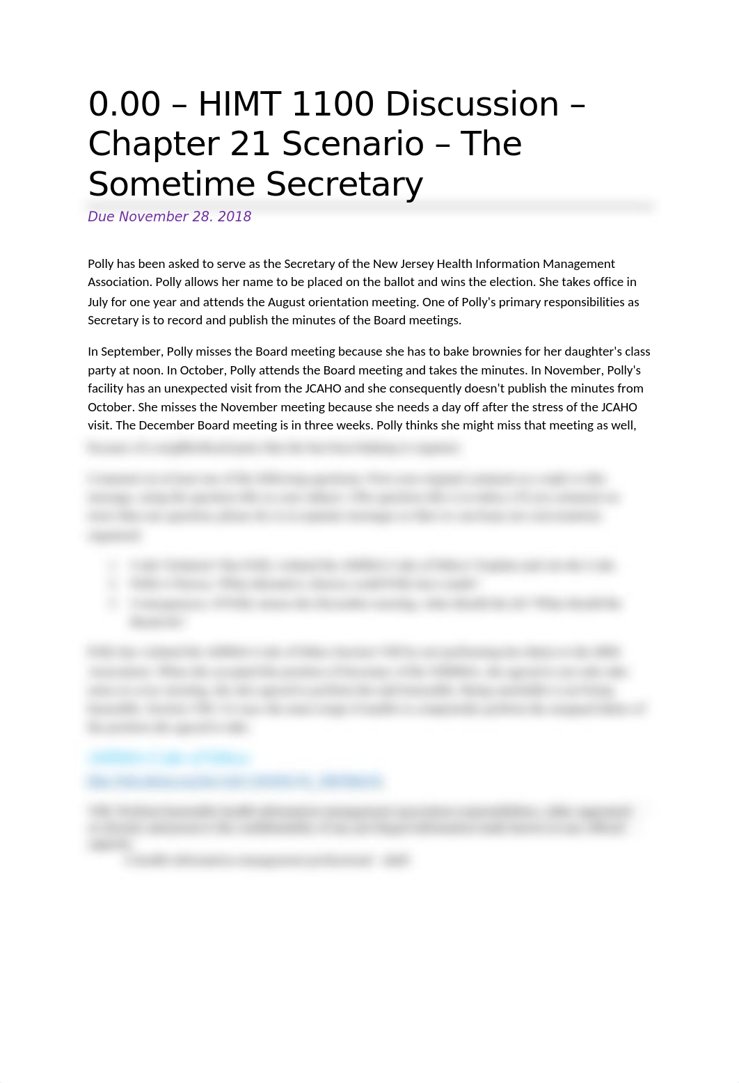 0.00 - HIMT 1100 Discussion - Ch 21 Scenario - The Sometime Secretary.docx_d34kwc3yyd4_page1