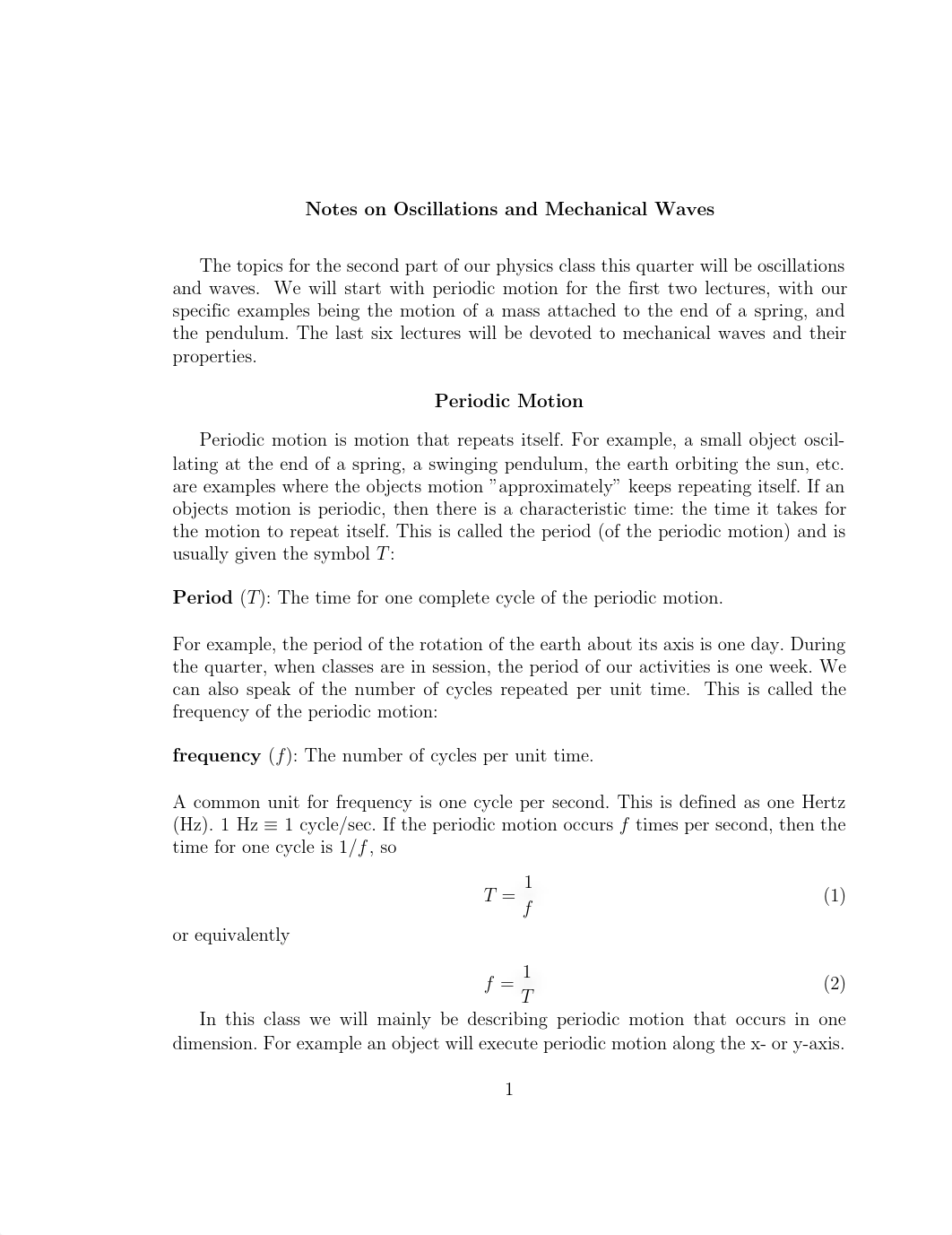 periodic motion, simple harmonic motion, oscillations, and mechanical waves Review_d35xnlh2a0a_page1