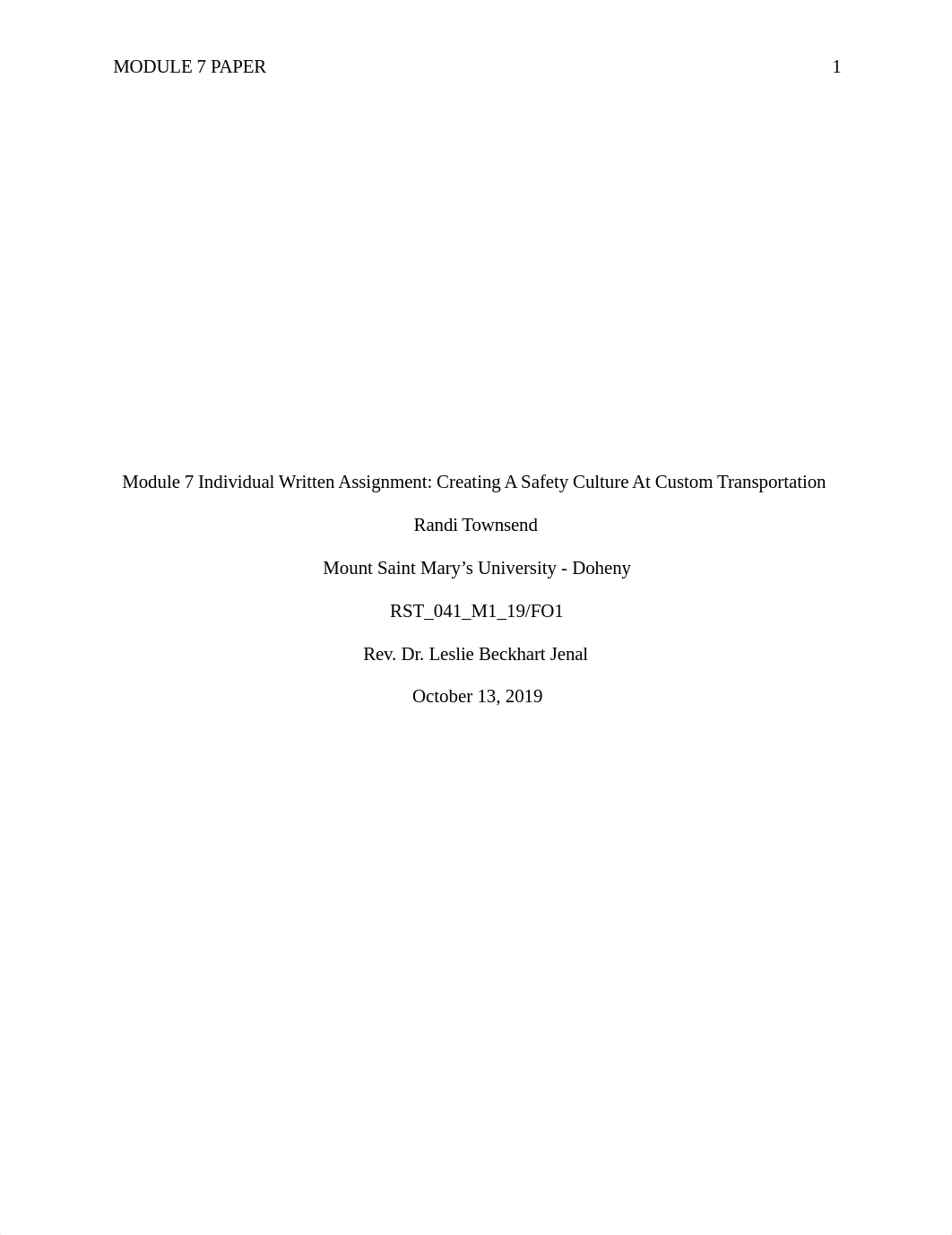 Module 7 Individual Written Assignment Creating A Safety Culture At Custom Transportation.docx_d36f49nrnfq_page1