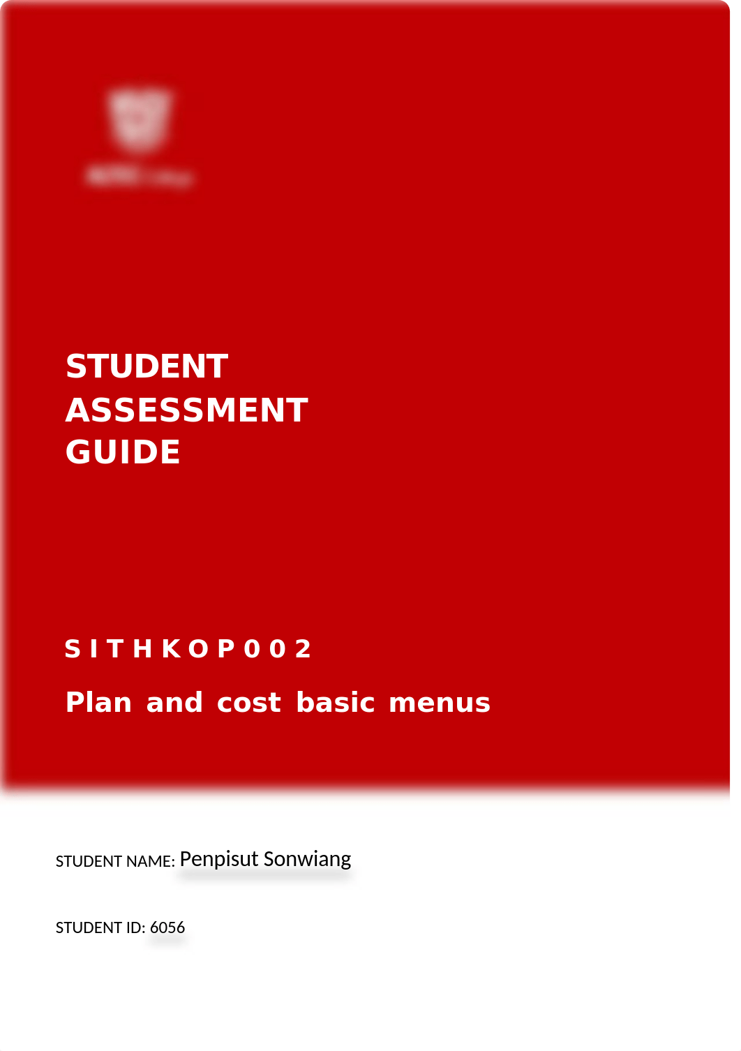 SITHKOP002 - Plan and cost basic menus - Student Assessment Guide - V1.1(1).docx_d36iu6y50e0_page1