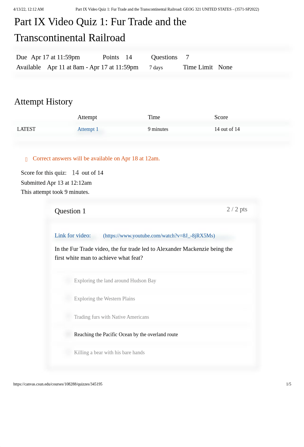 Part IX Video Quiz 1_ Fur Trade and the Transcontinental Railroad_ GEOG 321 UNITED STATES - (3571-SP_d37ycx2ypf4_page1
