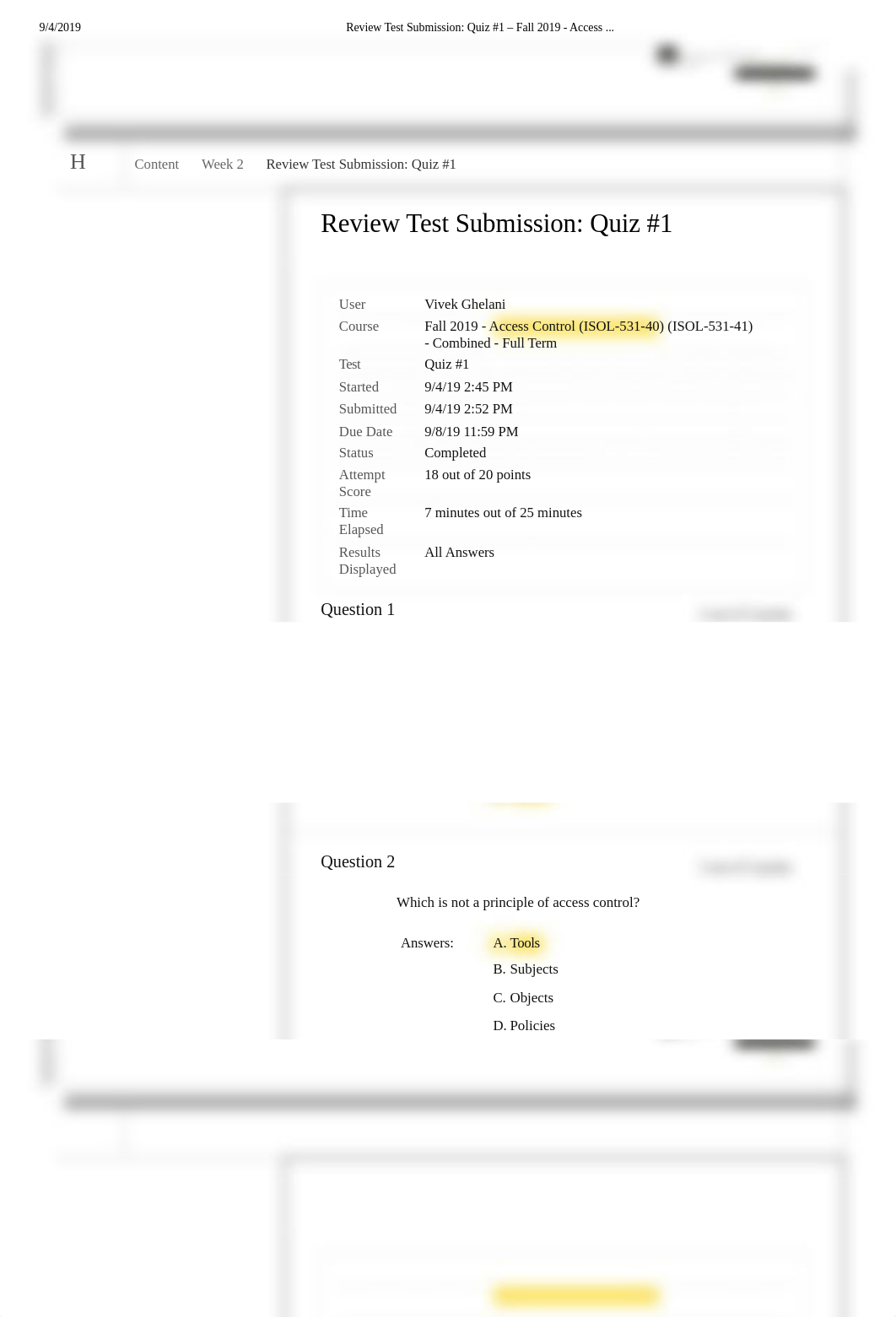 Review Test Submission_ Quiz #1 - Fall 2019 - Access .._.pdf_d3820osmq3m_page1