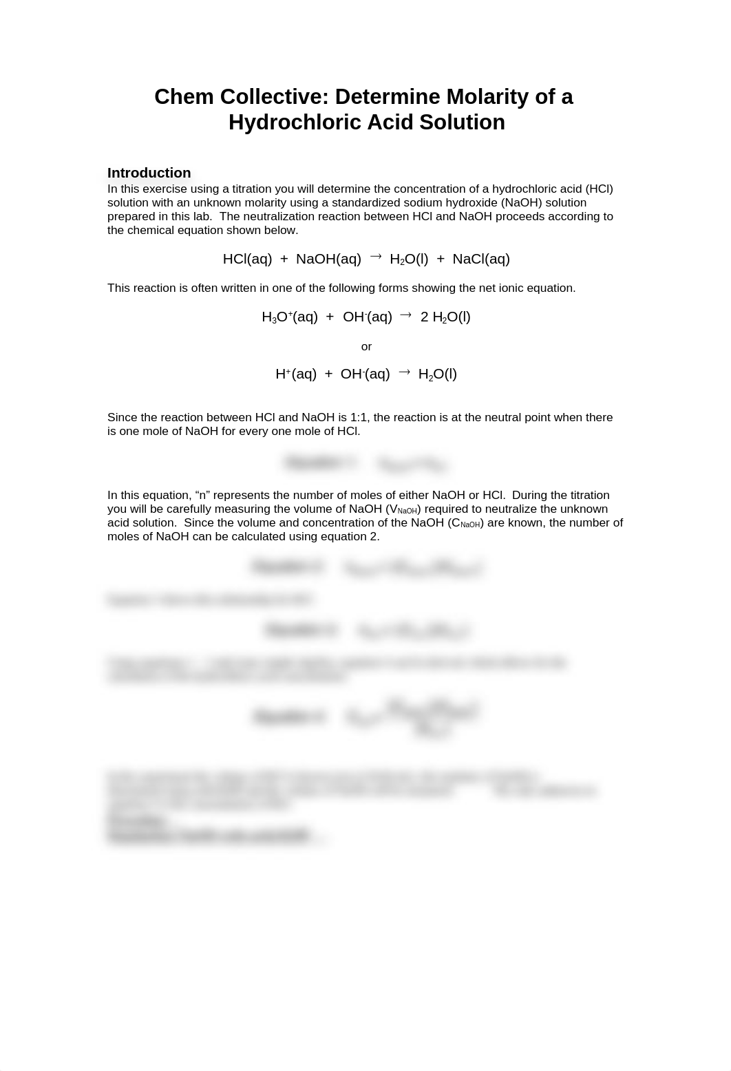 OL Determine the Molarity of a Hydrochloric Acid Solution.doc_d38zoz07uo3_page1