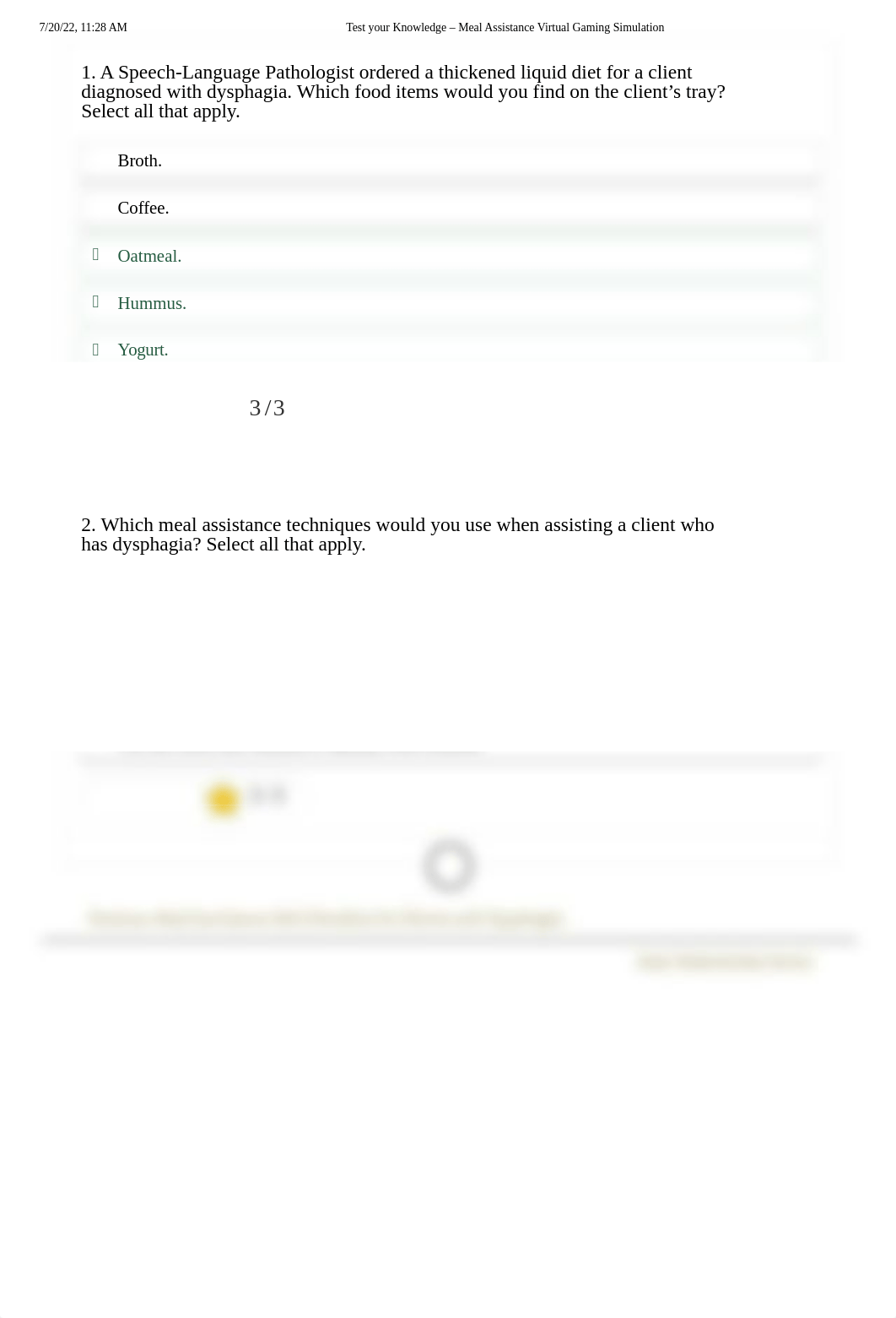 Test your Knowledge - Meal Assistance Virtual Gaming Simulation.pdf_d3908txmu4c_page2