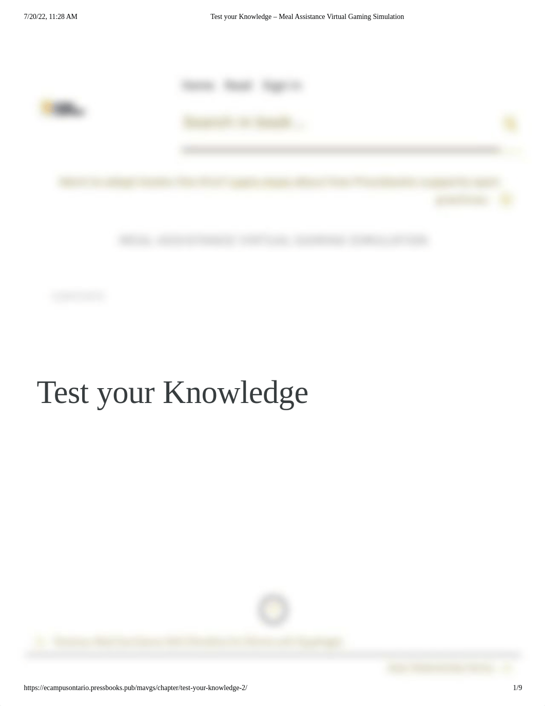 Test your Knowledge - Meal Assistance Virtual Gaming Simulation.pdf_d3908txmu4c_page1