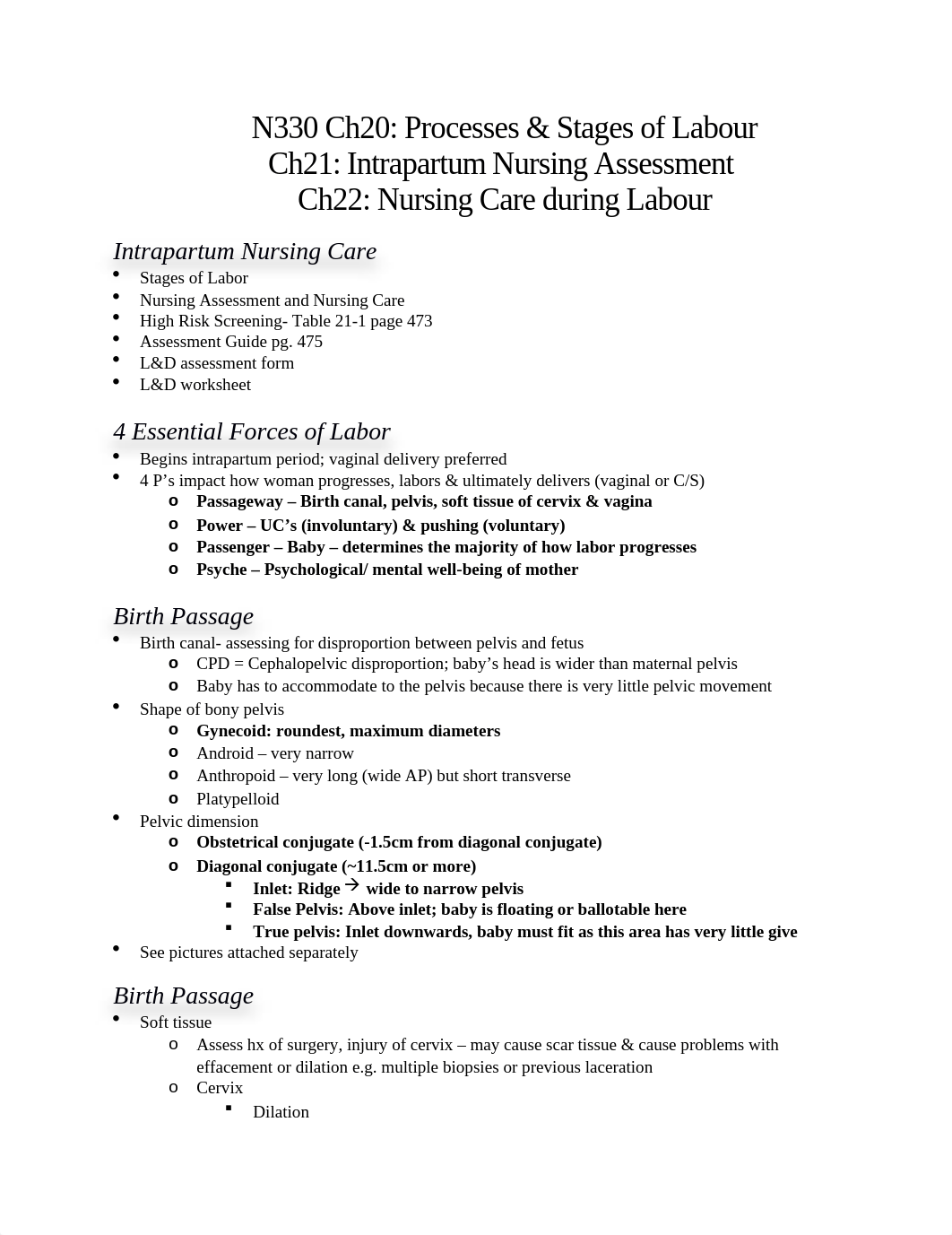 N330 Processes & Stages of Labor and Birth and Intrapartum Nsg Assessment.docx_d391vap111a_page1