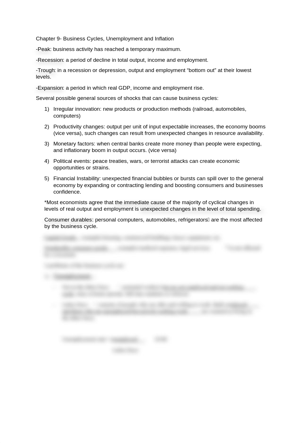 Chapter 9 Business Cycles, Unemployment and Inflation Notes_d39dmcv33le_page1