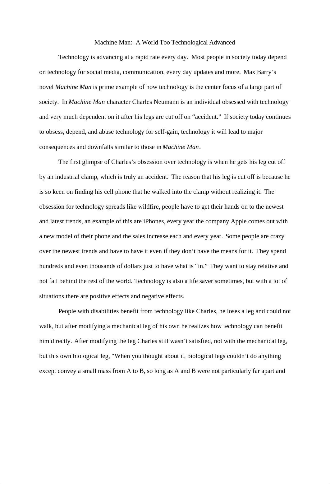 Machine Man Essay_d39fhjgo2vs_page1