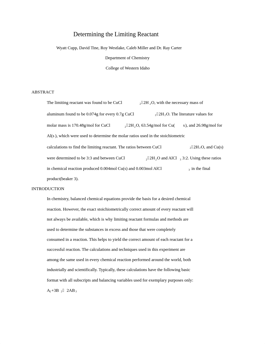 Limiting Reactant Lab Report (Formal)_d39fswwyycc_page1